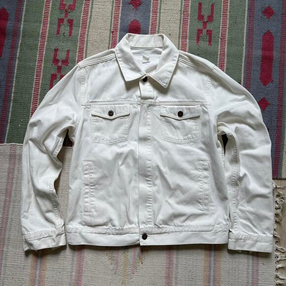 Vintage White Canvas Cotton Trucker Work Denim Jacket - Picture 1 of 8